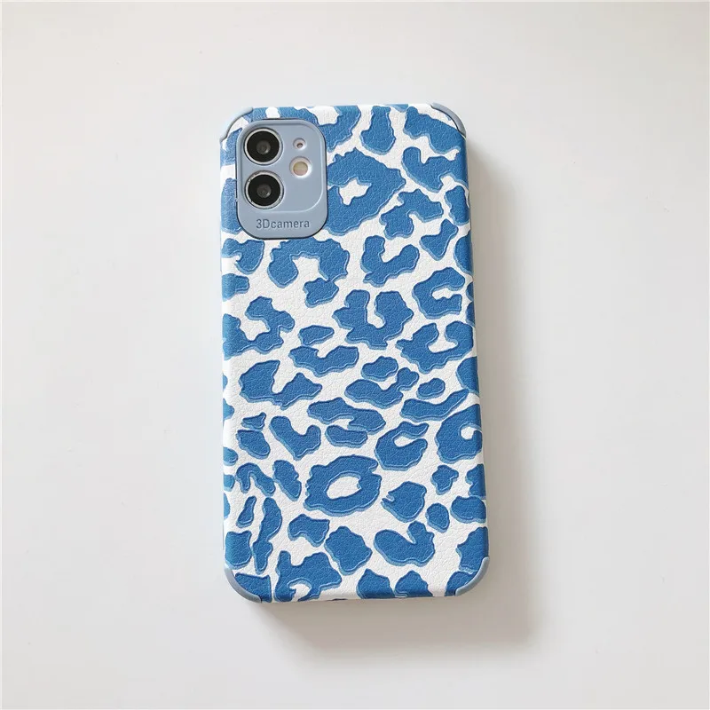 

The blue pattern mobile phone case is suitable for iPhone11 12Pro Max mini X XR XSMax 8 7PluS anti-drop protective back cover
