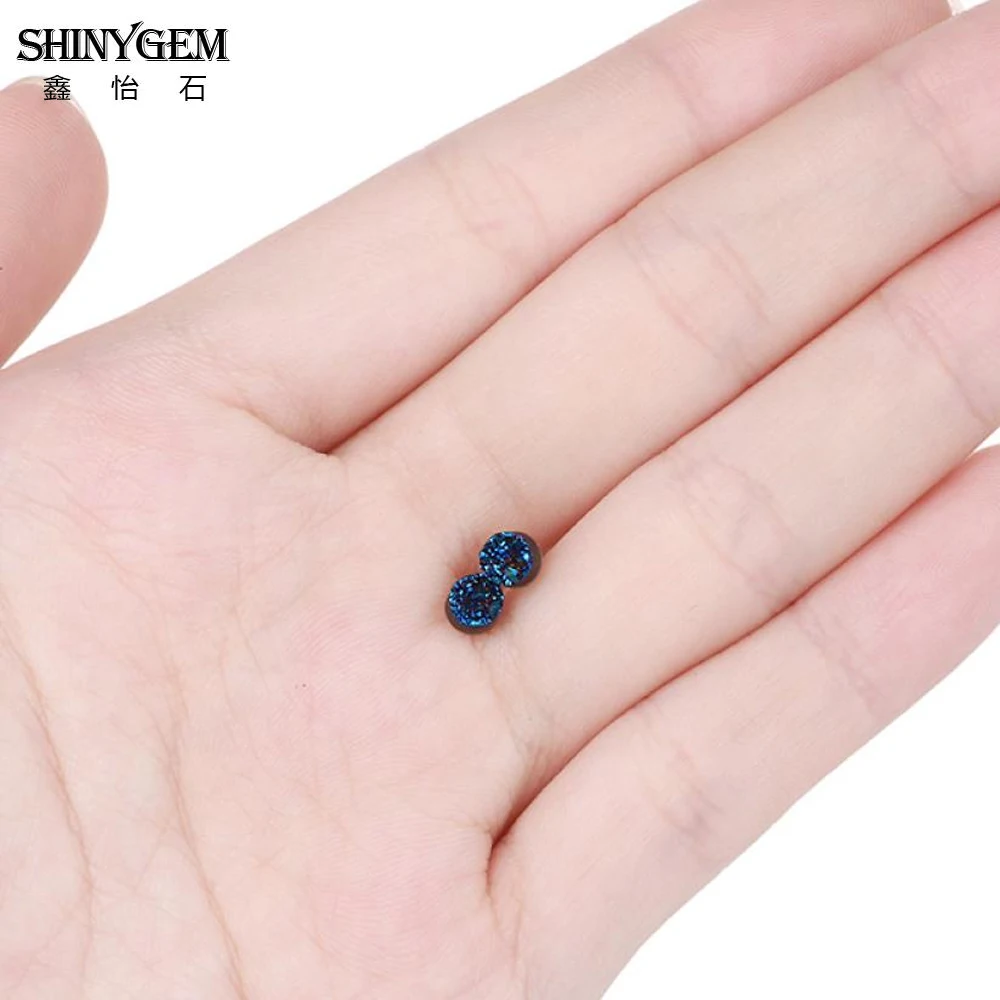 Милые изысканные круглые серьги гвоздики ShinyGem 4*4 мм с натуральным кристаллом
