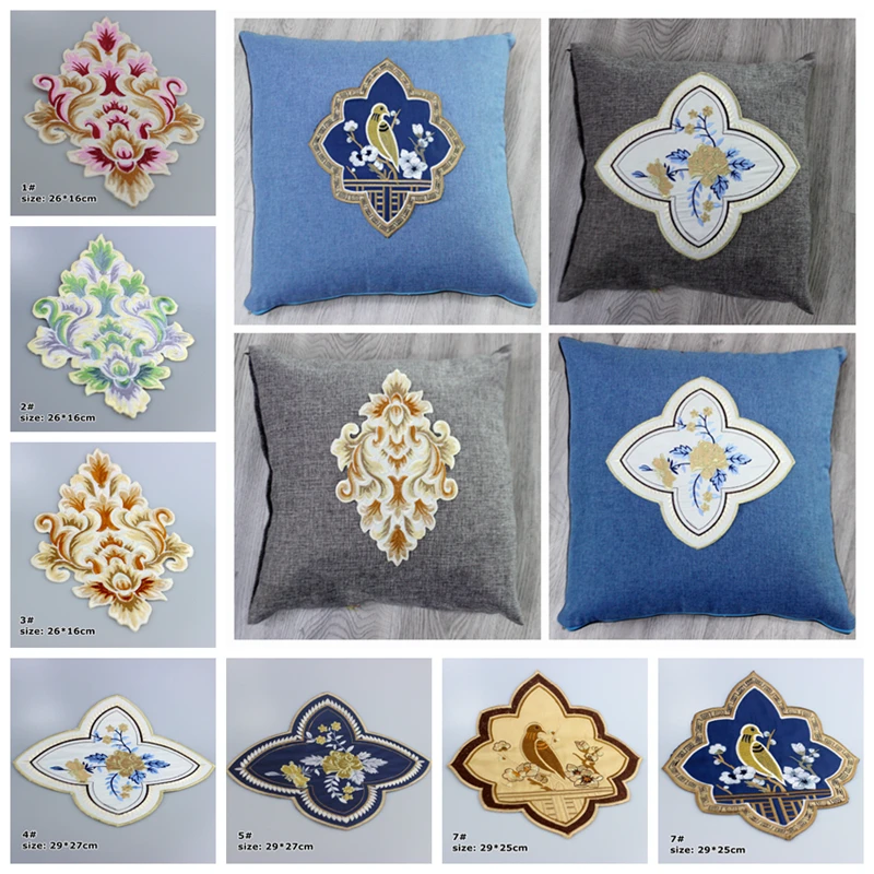 1pcs25*29 см цветы патчи вышитые утюжок на для одежды DIY подушка занавеска полосы