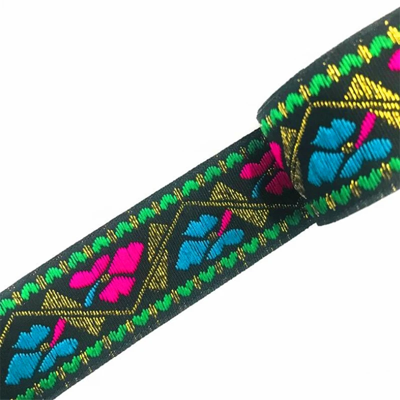 Лента с цветочной вышивкой шириной 25 мм кружевная обрезная ткань жаккардовая