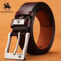 no onepaul cow genuine leather luxury strap male belts for men new fashion classice vintage pin buckle men belt high quality