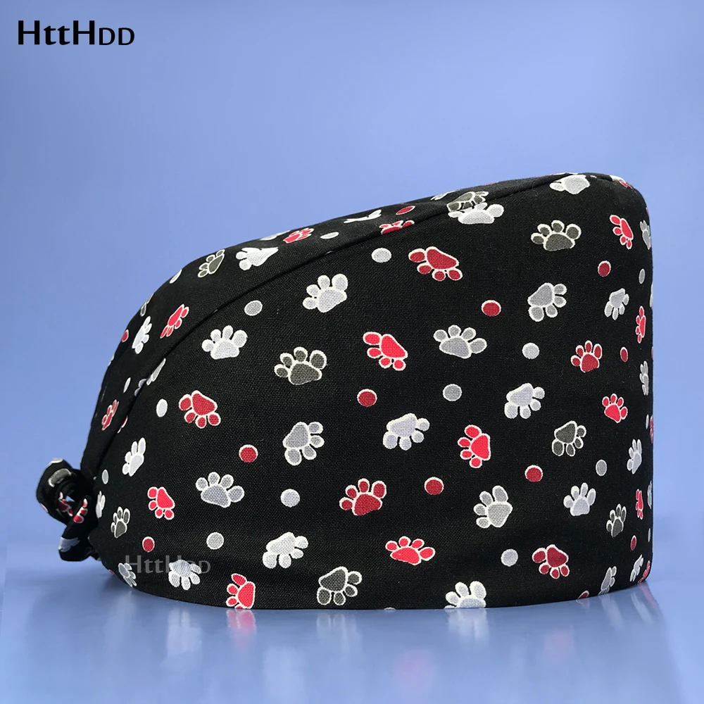 

Fashion Spa Unisex Scrub Hat Veterinary Pet Shop Medical Care Accessories Work Cap Multicolor Print Breathable Cotton Scrub Hats