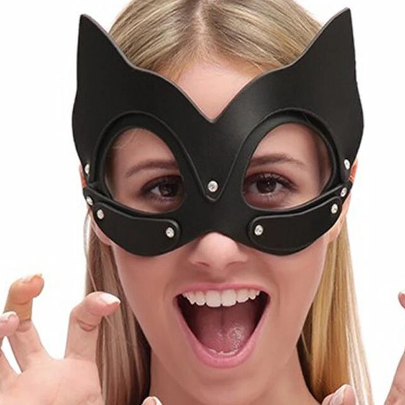 Новинка Женская винтажная кожаная маска на голову для косплея подиума заклепки