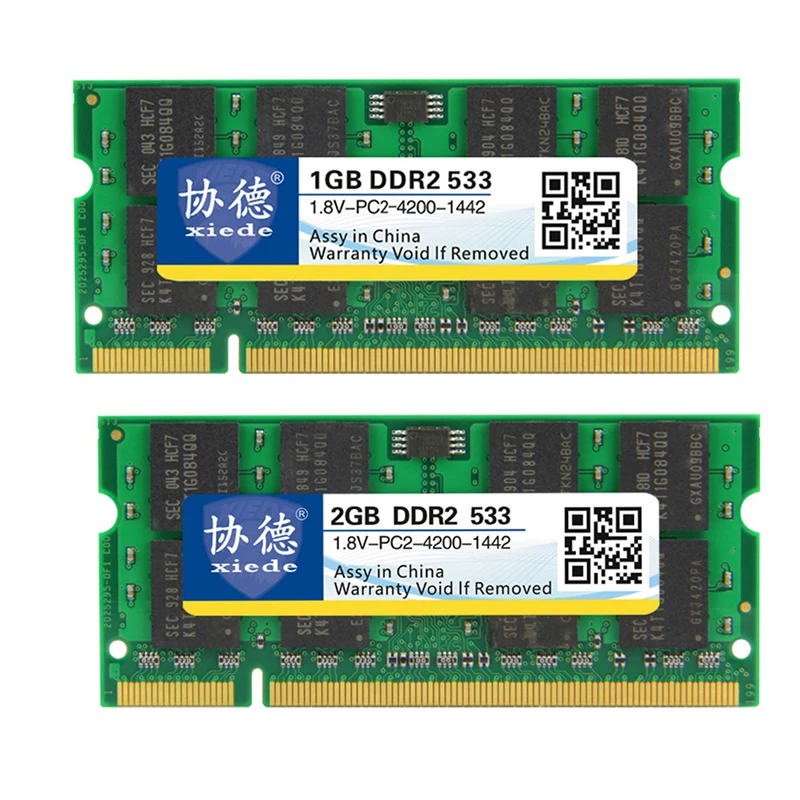 2Pcs Xiede Laptop Memory Ram Module Ddr2 533 Pc2-4200 240Pin Dimm 533Mhz for Notebook X028 1Gb &amp 2Gb | Компьютеры и офис