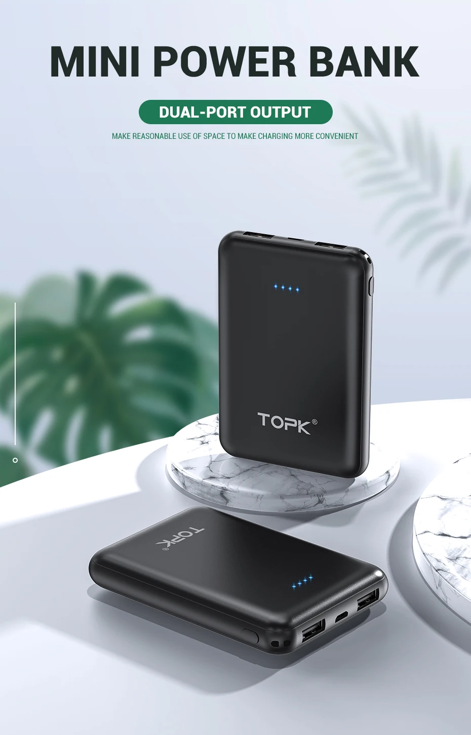 TOPK mi ni power Bank 5000 мАч портативное зарядное устройство power bank для iPhone Xiaomi mi 9 huawei samsung Внешний аккумулятор повербанк