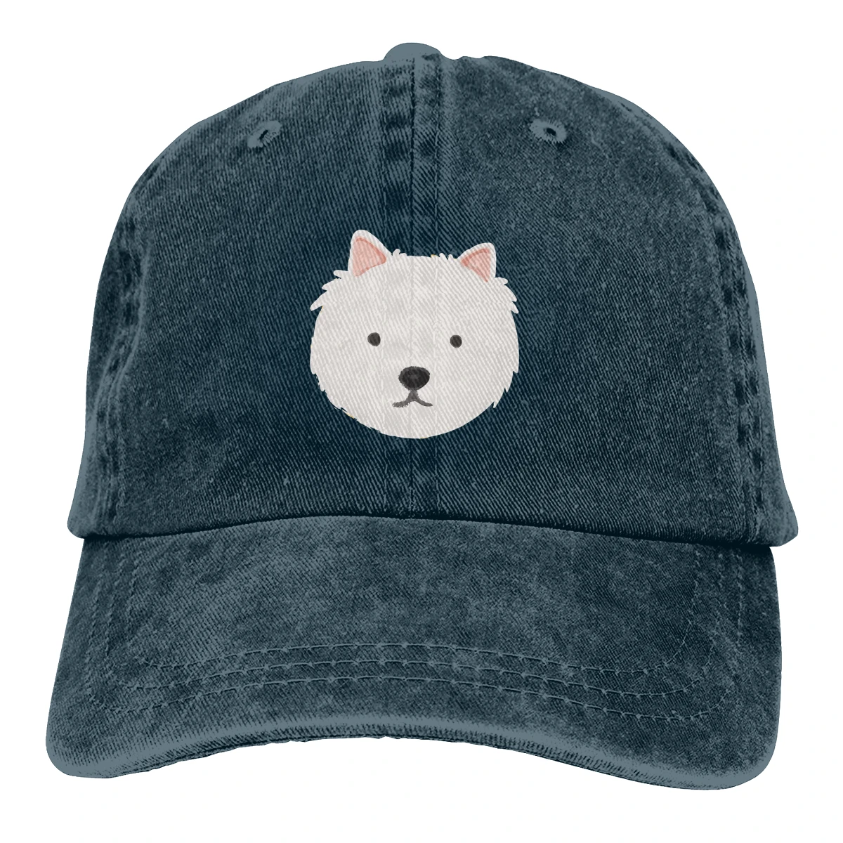 

Cute Russel Dog Washed Cotton Pure Color Light Board Men's Baseball Cap Stitching Dad Hat