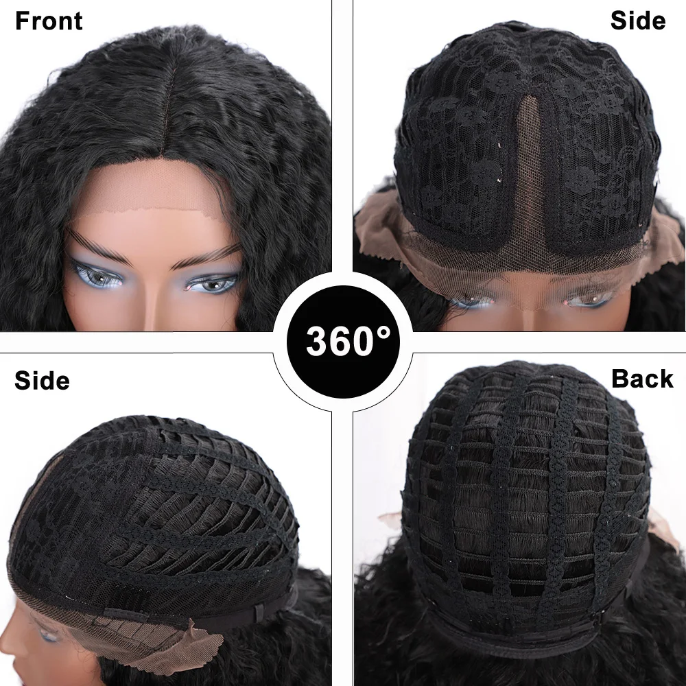 Парик для чернокожих женщин с волнистыми синтетическими кружевами спереди афро