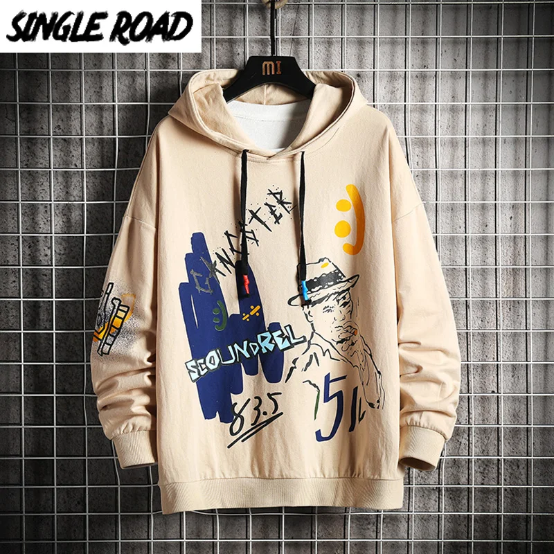 Однодорожные мужские толстовки с капюшоном 2020 хаки Аниме Толстовка Хип хоп Харадзюку Японская уличная