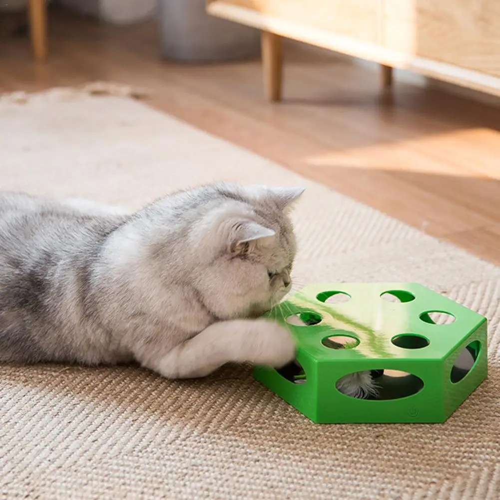 Cat Toy Automatic Hexagonal Electric Rotary Table Funny Box Pet Kitten Interactive Training Stimulating Toys | Дом и сад