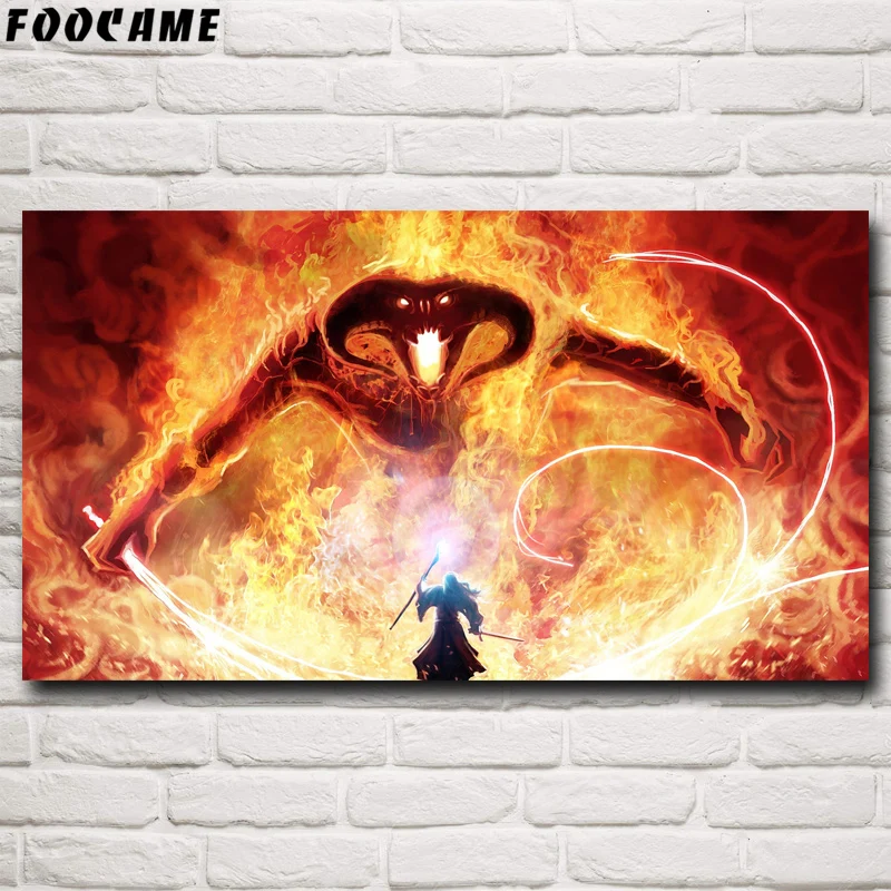 FOOCAME Gandalf Властелин колец Balrog Fantasy фильм Искусство Шелковые Плакаты и принты украшение стены дома картины живопись