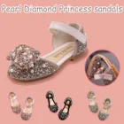 Детские сандалии для девочек 2021, сандалии для маленьких девочек, детская обувь Стразы с жемчугом, мягкие противоскользящие сандалии для танцев и представлений