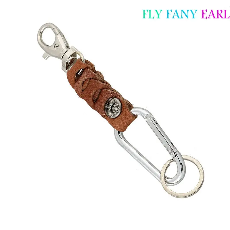 Кожаный брелок металлические брелки коричневые унисекс авто подарок для