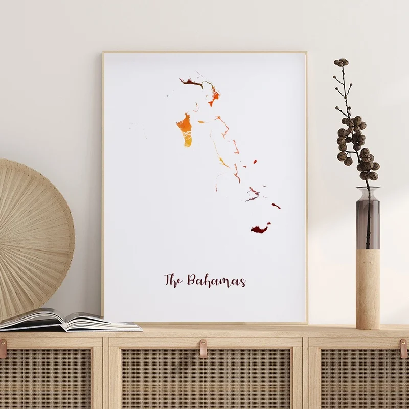 

Карта Багамских Островов плакат настенный Декор печать подарок холст акварельный плакат