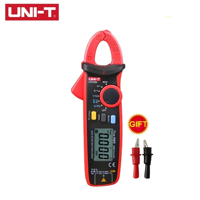UT210D UNI-T UT210E UT210D UT210C UT210B UT210A Мини цифровой клещи True RMS Авто Диапазон AC DC Бесконтактный мультиметр тестер - Цвет: UT210D