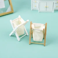 112 dollhouse miniature wooden folding clothes storage basket dirty laundry basket home bathroom decorative accessories