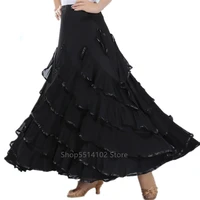 spanish flamenco skirt for women modern lace solid long dress ballroom gypsy dancing costume big swing tango stage vestido wear