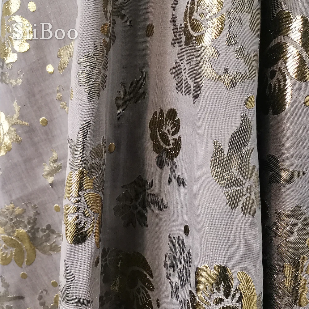 Роскошная золотая Цветочная металлическая жаккардовая натуральная шелковая