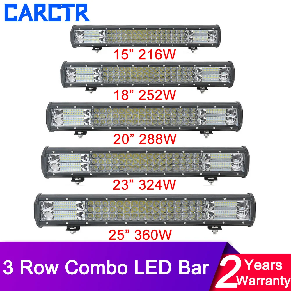 

CARCTR Led Light Bar Combo Beam 3-Row 12V 24V Work Light for Offroad LED Bar for Car Truck 4x4 SUV ATV Boat Headlights