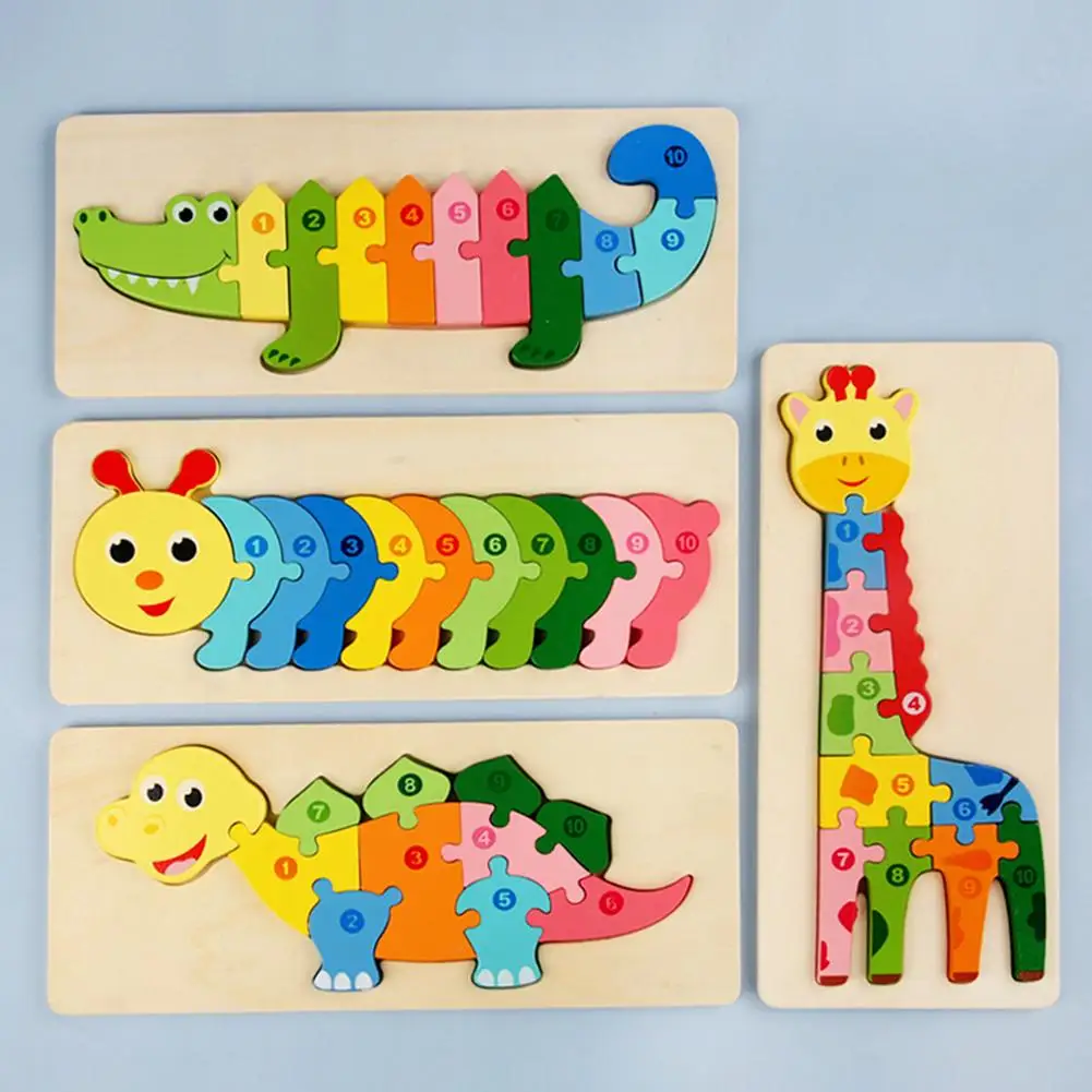 

Wooden Lovely 3D Dinosaur Giraffe Animal NumberJigsaw Puzzle Children Kids Montessori Educational Toy Child Funny gift