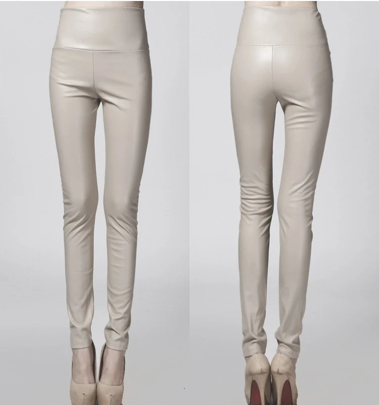 Женские кожаные брюки 2019 тонкие весенне осенние облегающие эластичные карандаш