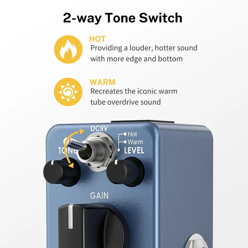 Педаль для гитары Доннер блюз педаль гитарного эффекта овердрайв 2 режима Мини