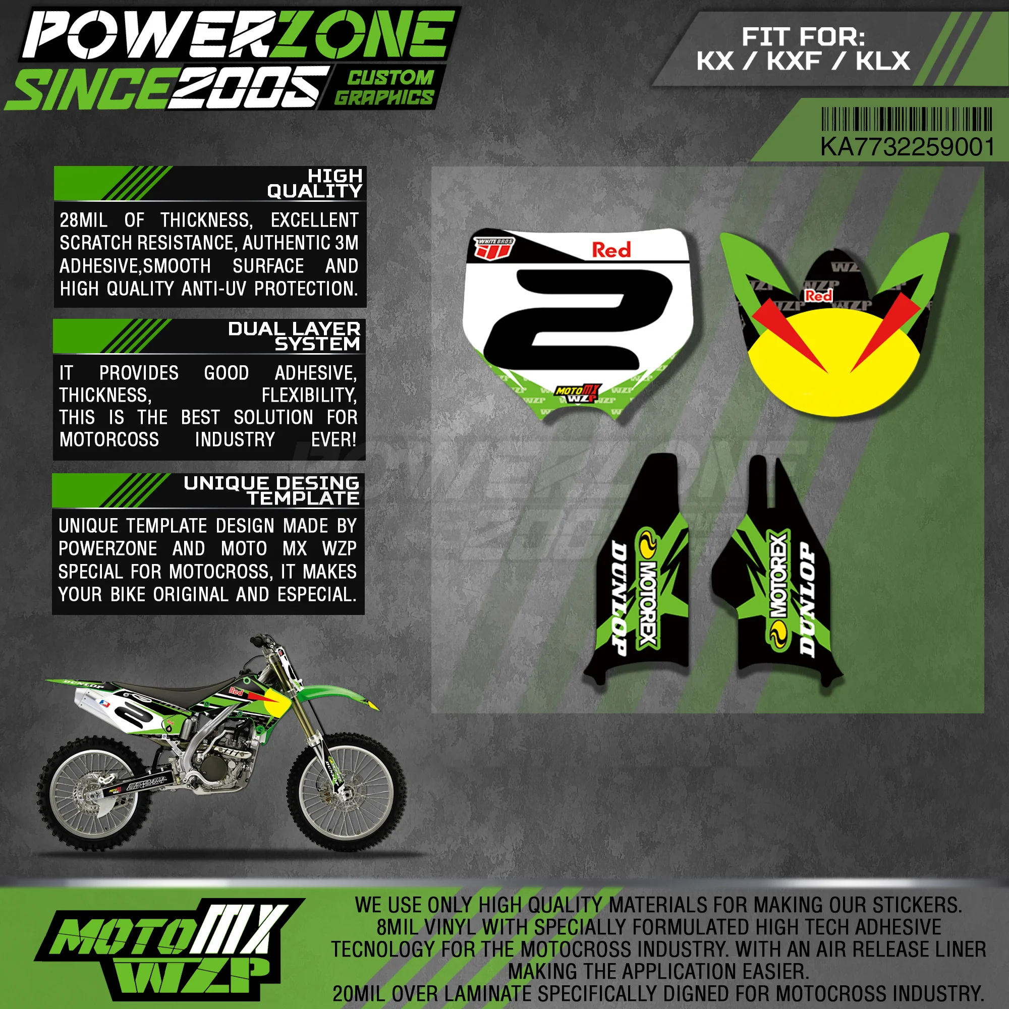 Персонализированные графические наклейки PowerZone Team 3M Набор наклеек для Kawasaki