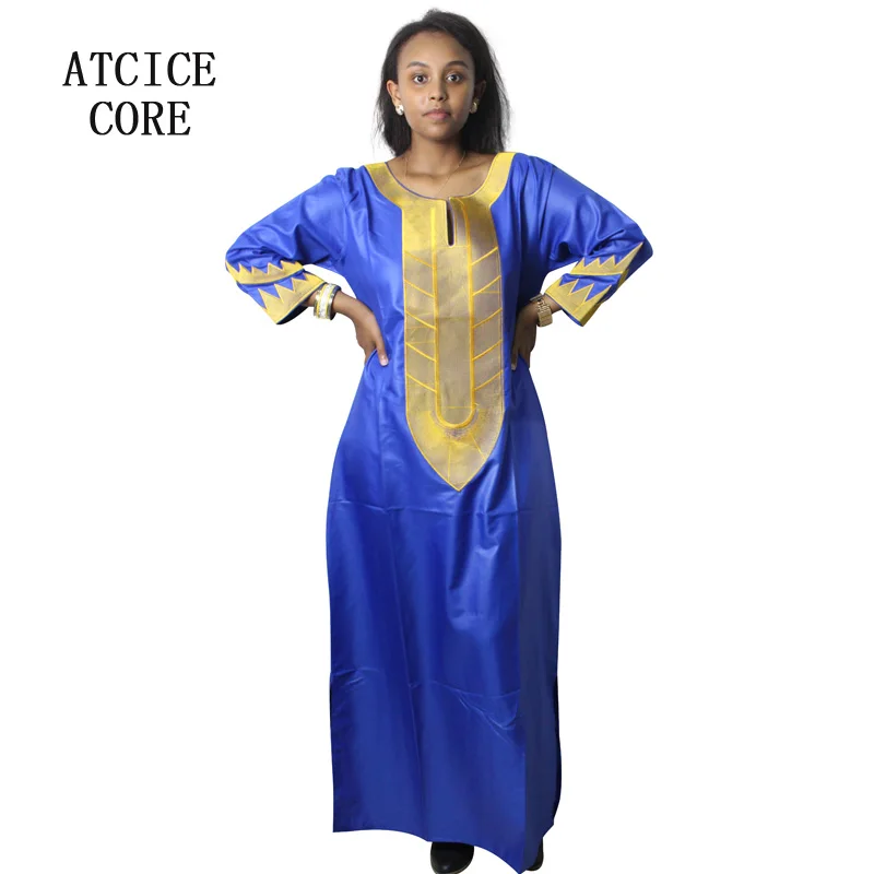 Мягкий материал африканская леди дизайн вышивка длинное платье без шарфа