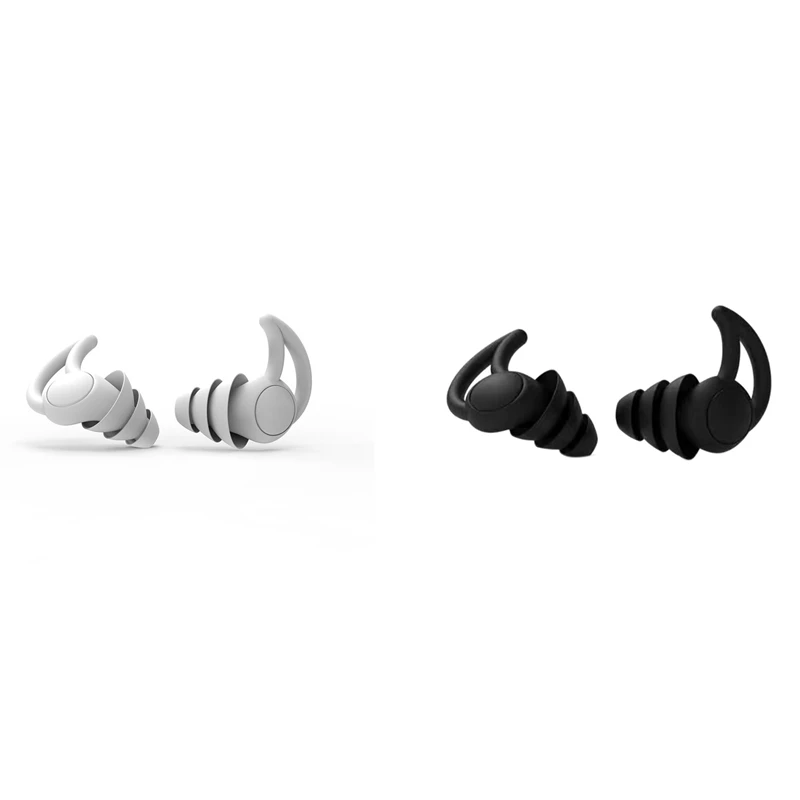 

2 пары берушей, удобные дорожные шумостойкие беруши в форме конуса для сна, со звуком сна, защита ушей (серый и черный)