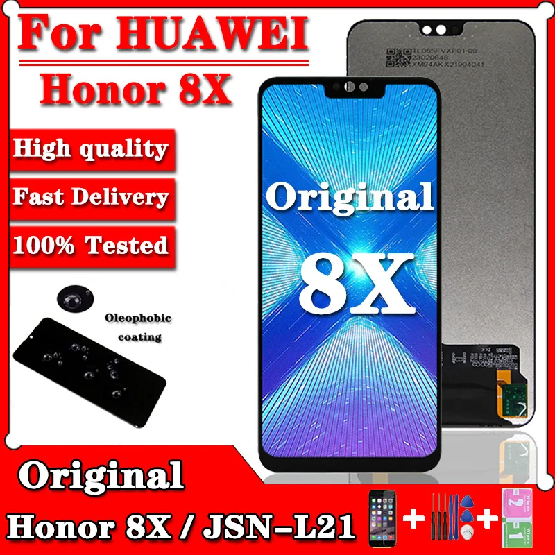 

6,5 "Оригинальный ЖК-дисплей для Huawei Honor 8X JSN-AL00 JSN-L22 JSN-L21 Полный ЖК-дисплей + дигитайзер сенсорного экрана в сборе, замена