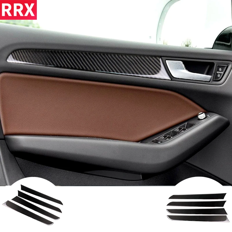 

RRX Carbon Fiber Car Interior Co-pilot Dashboard Panel Decal Cover Trim Strips For Audi A4 B8 4 door Trim Accessories