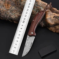 cnorigin damascus steel folding knife 14 6cm field knife high hardness self defense outdoor knifes