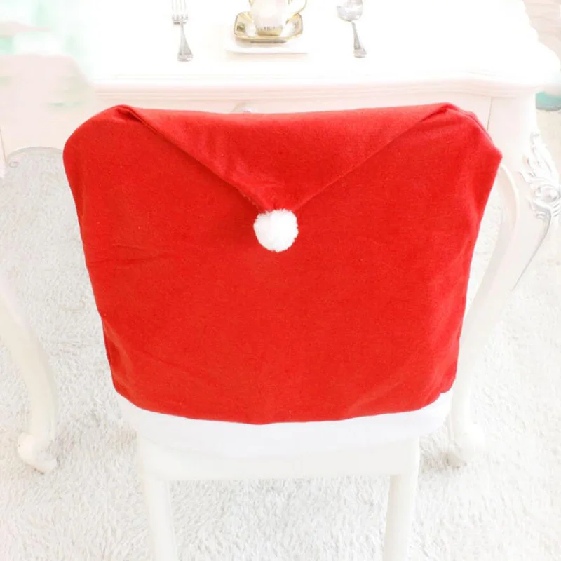 1/2/4/6/8Pc Christmas Chair Cover Cap Non-woven Dinner Table Red Hat Back Navidad Xmas Decoration For Home | Дом и сад