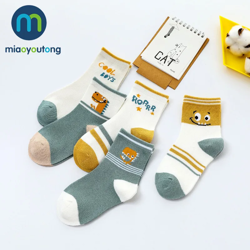 Вязаные хлопковые носки Miaoyoutong с изображением динозавра животных для