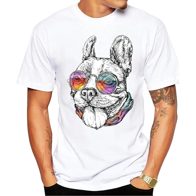 TEEHUB Fashion Masked Panda Men T-Shirt Hipster Lion/French Bulldog Printed Tshirts Short Sleeve Tops Funny Tee | Мужская одежда