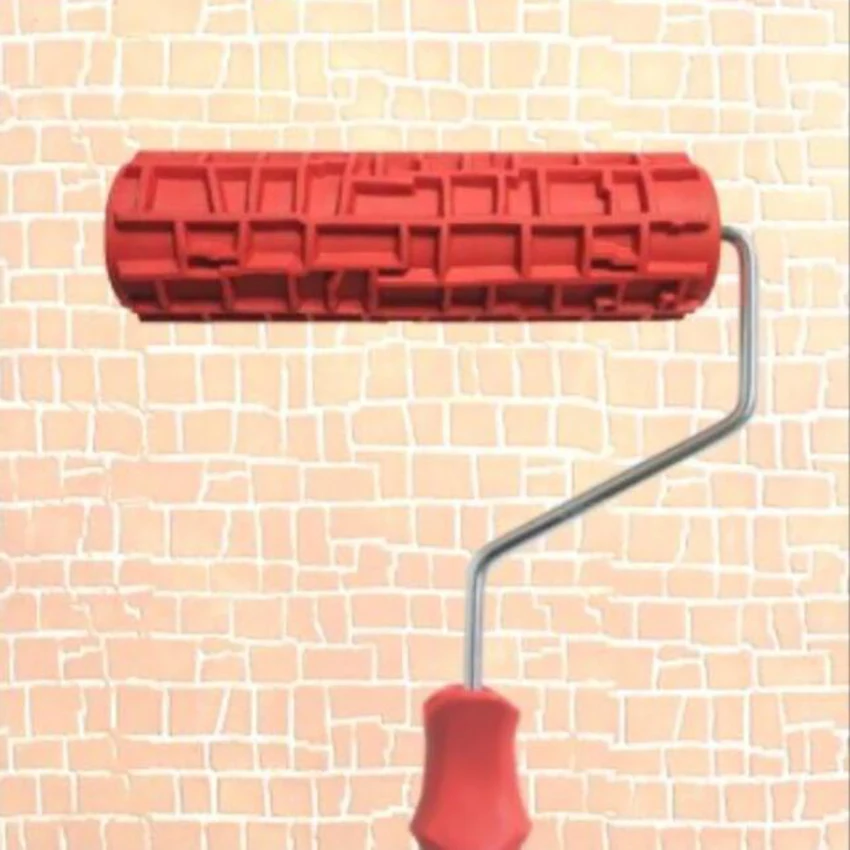 

DIY Patterned Paint Roller Decorative Rubber Roller Imitation Brick Embossing Art Roller Texture Roller with Plastic Handle