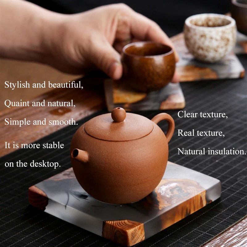 Необычные Квадратные полимерные чайные искусственные коврики из сосны на столе