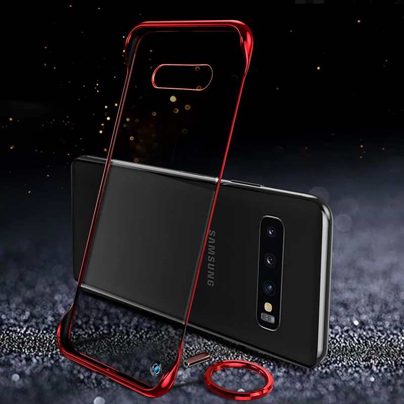 Чехол для samsung Galaxy S10 Note 10+ Plus A10 A30 A20 A70 A7 A50 покрытие прозрачное Безрамное жесткое покрытие из поликарбоната кольцо на палец