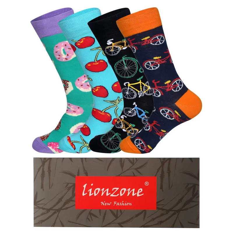 LIONZONE 4 пар/лот Весна Новая коллекция нескользящих носочков для мужчин арт BritishStyle