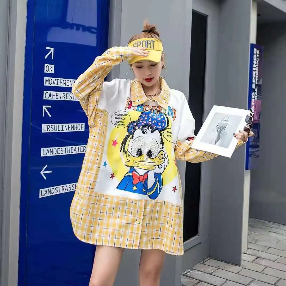 Женское платье-рубашка средней длины с длинным рукавом | Женская одежда