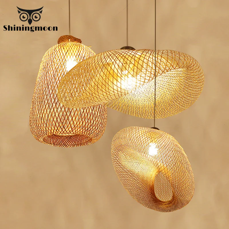 Азиатская Классическая бамбуковая лампа подвесные светильники Современная