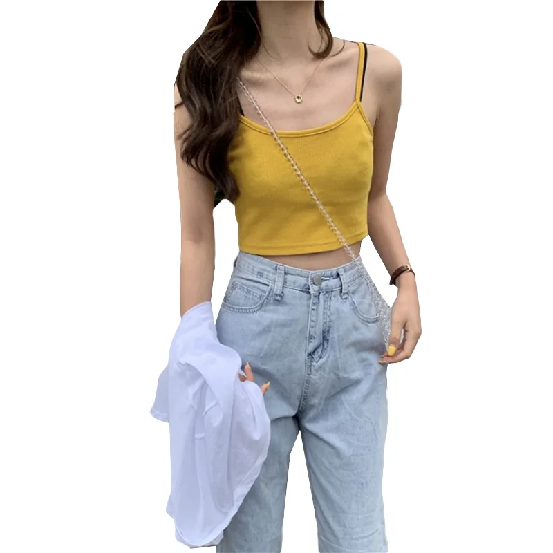 Женский летний укороченный топ без рукавов бесшовный сексуальный уличный