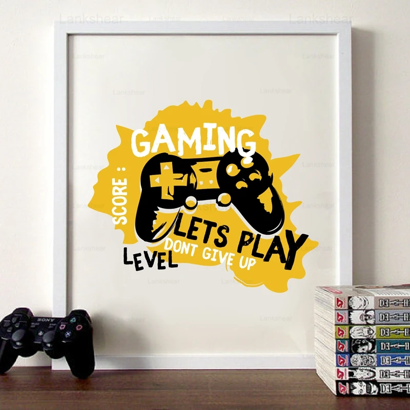 

Joypad Gaming Illustration Poster Boys Wall Art Canvas Prints Painting Let's Play The Game Picture Kids Gaming Room Decoration