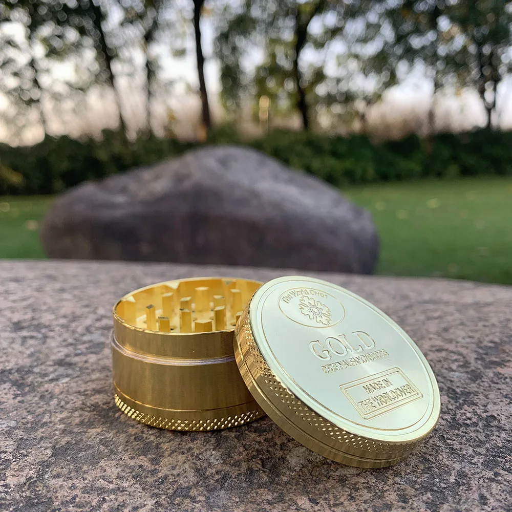 

Gold Coin Grinder Zinc Alloy 50 MM 3 Layer Metal Herb Grinder With Diamond Teeth Tobacco Miller Grinder Grinder Spice Crusher