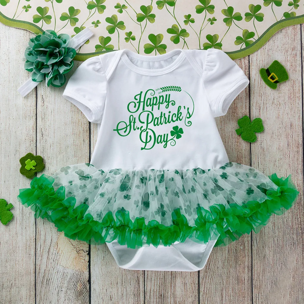 Детские платья для девочек новорожденных Комбинезон с надписью на День Святого