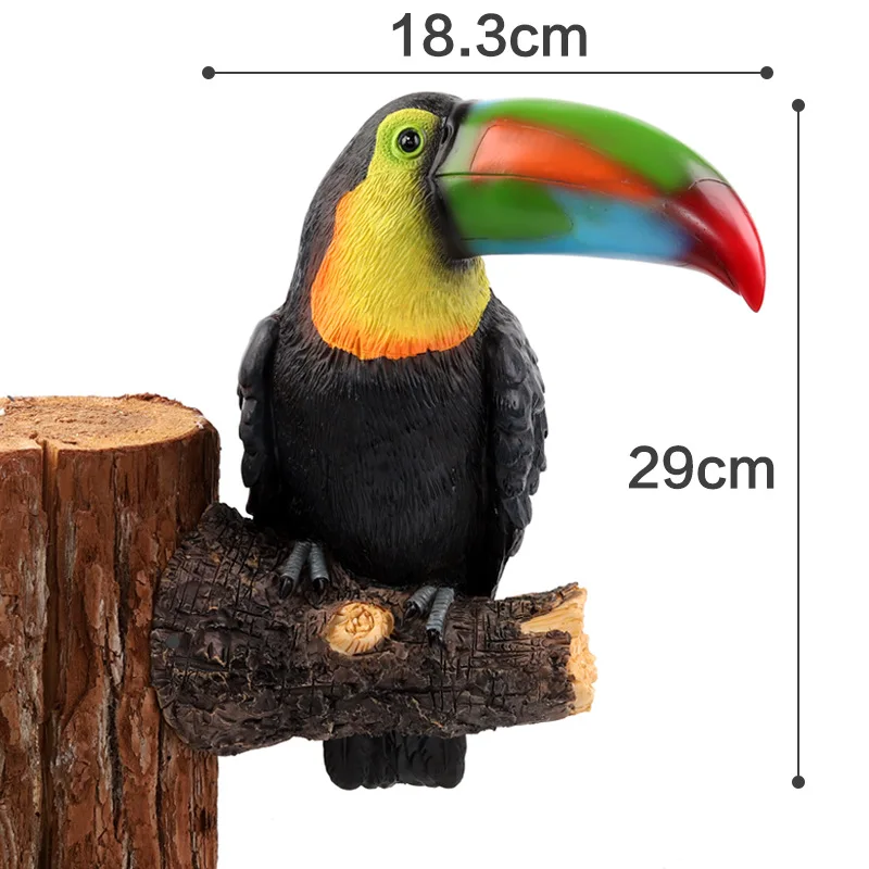 

Adornos Para Casa Buda Big-billed Toucan Ornaments Resin Fake Birds Crafts Garden Animal Tree Hanging Pastoral Decor Pendant