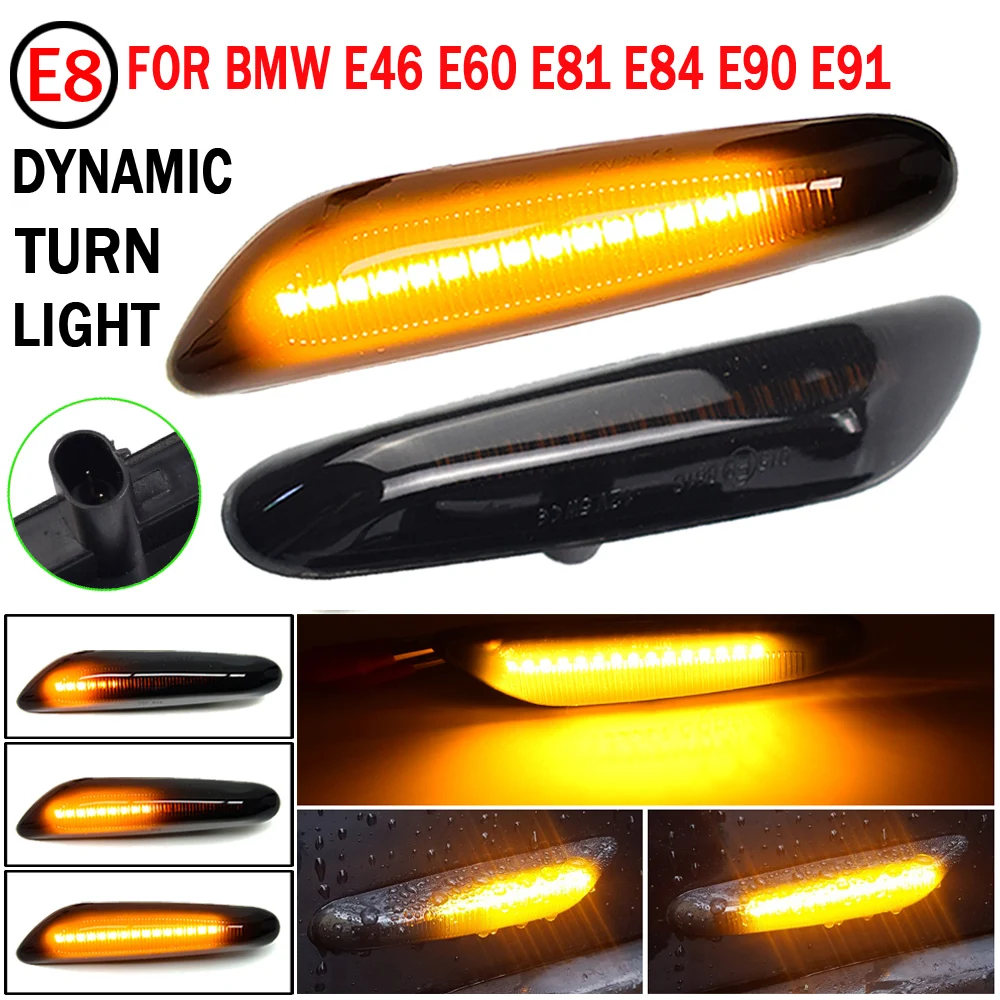 

2pcs LED Dynamic Side Marker Turn Signal Repeater Light Indicator Flowing Flash Fit For E90 E91 E92 E93 E60 E87 E82 E46