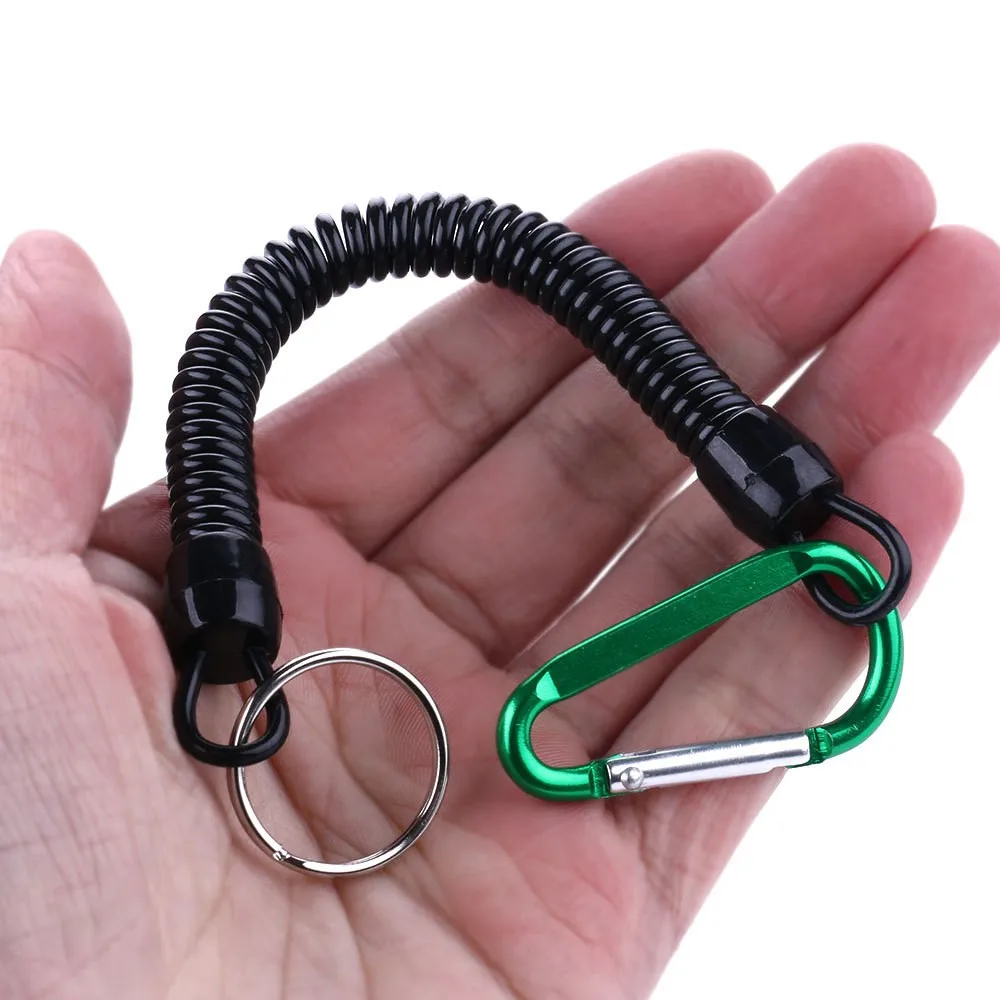 

Extendable Security Key Chain Holder Safety Coil Carabiner Rope Tool Safety Pliers Ropes Belt Clip Hook For Camping Boating