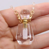 natural clear quartz perfume bottle pendant necklace vintage agate stone necklace charms for women jewerly best gift 20x37mm
