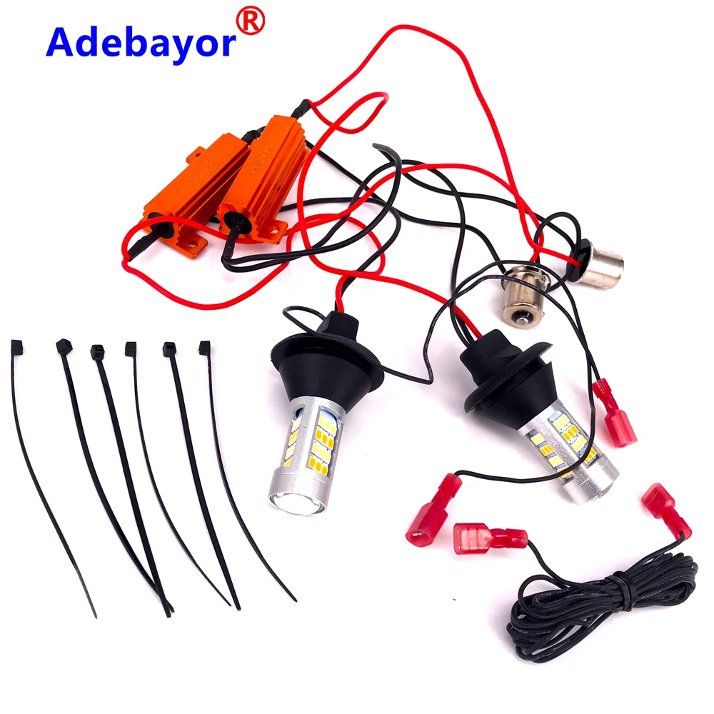 2 шт. BA15S 1156 T20 7440 42 SMD 2835 светодиодсветодиодный двухцветные автомобильные ДХО
