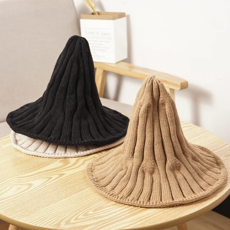 Уникальные шапки ведьмы на Хэллоуин для женщин складная шерстяная вязаная